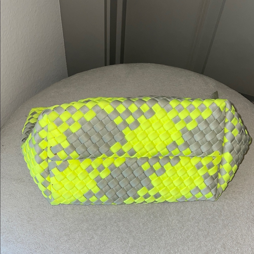Naghedi Neon Yellow and Gray Woven Cosmetic Pouch - Picture 7 of 13